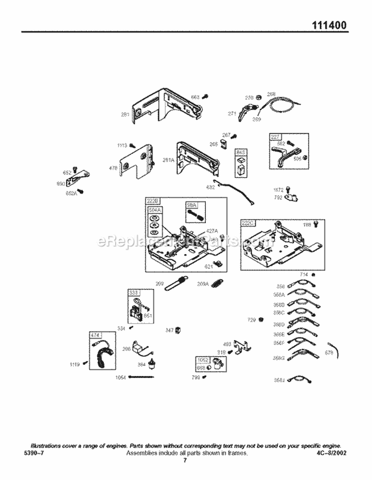 Controls Diagram and Parts List for 111412-0147-E1  Briggs and Stratton Engine